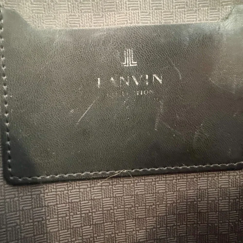 LANVIN COLLECTION Leather Business Bag w Three-Way Zip in Black Leather
